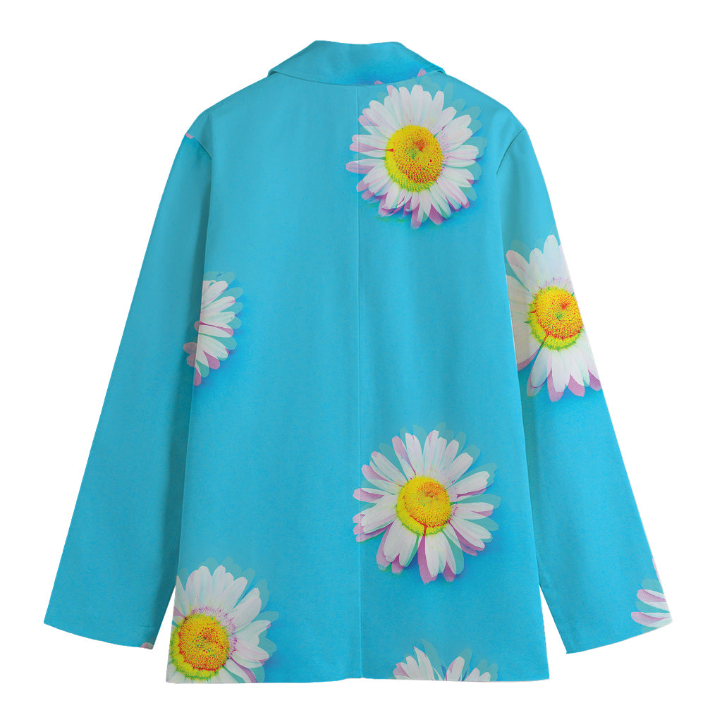 Glitch Daisy Flower Print Women's Cotton Blazer