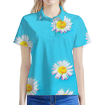 Glitch Daisy Flower Print Women's Polo Shirt