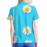 Glitch Daisy Flower Print Women's Polo Shirt