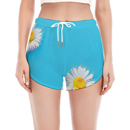 Glitch Daisy Flower Print Women's Split Running Shorts