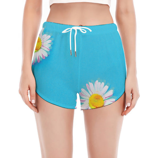 Glitch Daisy Flower Print Women's Split Running Shorts