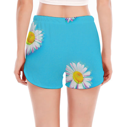 Glitch Daisy Flower Print Women's Split Running Shorts