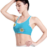 Glitch Daisy Flower Print Women's Sports Bra