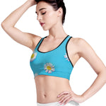 Glitch Daisy Flower Print Women's Sports Bra