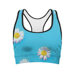Glitch Daisy Flower Print Women's Sports Bra
