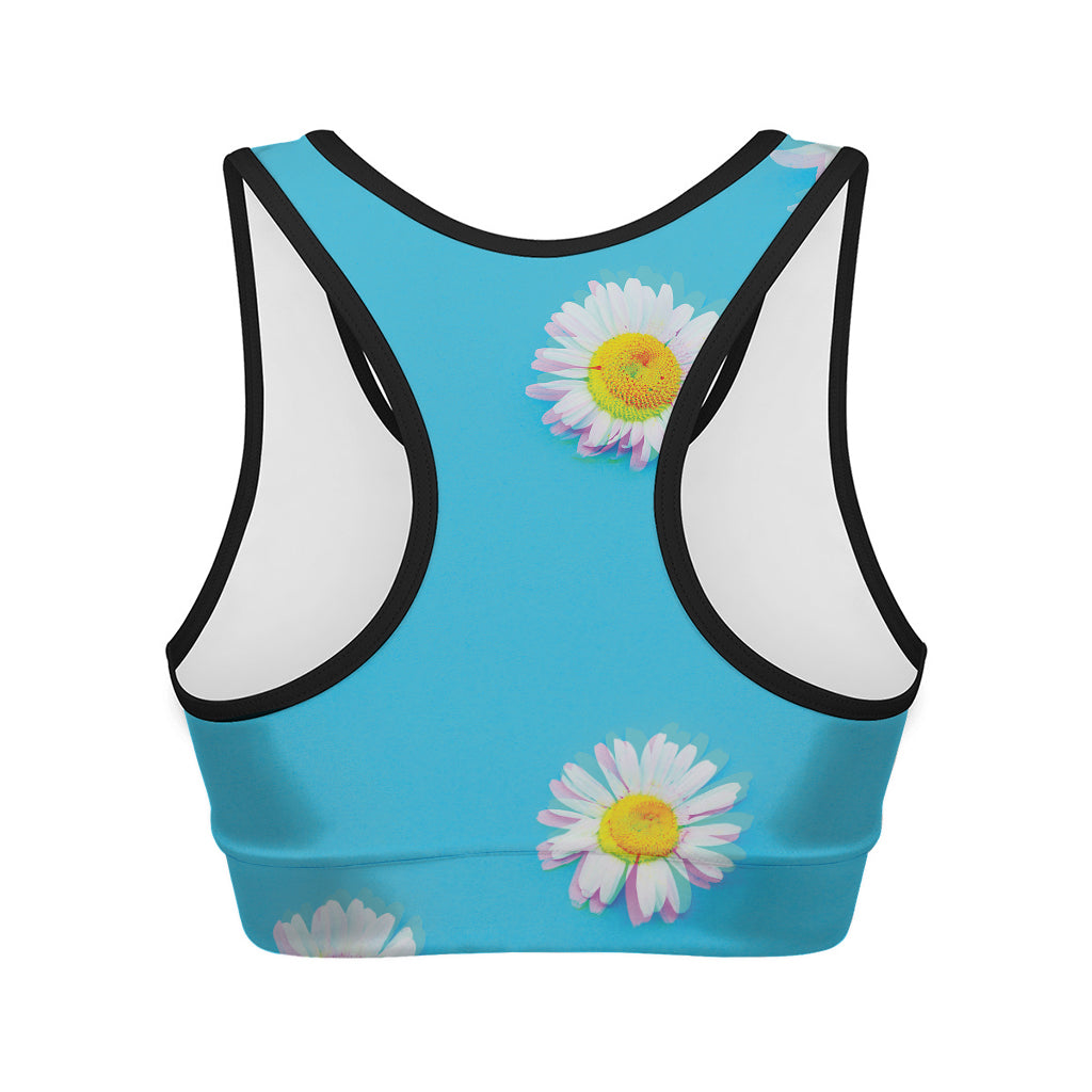 Glitch Daisy Flower Print Women's Sports Bra