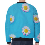Glitch Daisy Flower Print Zip Sleeve Bomber Jacket