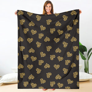 Gold Heart (NOT Real) Glitter Print Blanket