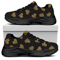 Gold Heart (NOT Real) Glitter Print Black Chunky Shoes