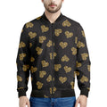 Gold Heart (NOT Real) Glitter Print Men's Bomber Jacket