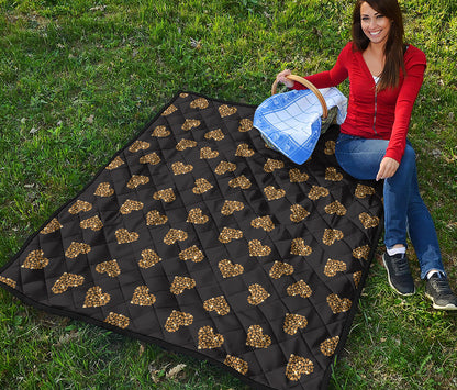 Gold Heart (NOT Real) Glitter Print Quilt