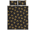Gold Heart (NOT Real) Glitter Print Quilt Bed Set