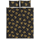 Gold Heart (NOT Real) Glitter Print Quilt Bed Set