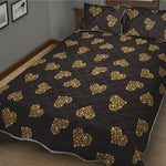 Gold Heart (NOT Real) Glitter Print Quilt Bed Set