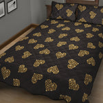 Gold Heart (NOT Real) Glitter Print Quilt Bed Set