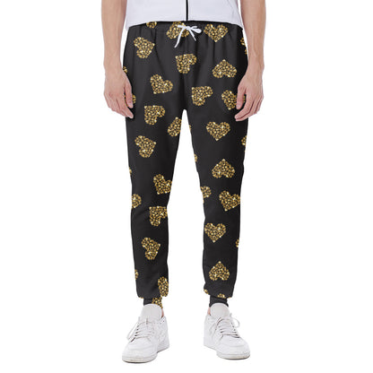 Glitter Gold Heart Pattern Print (NOT Real Glitter) Scuba Joggers