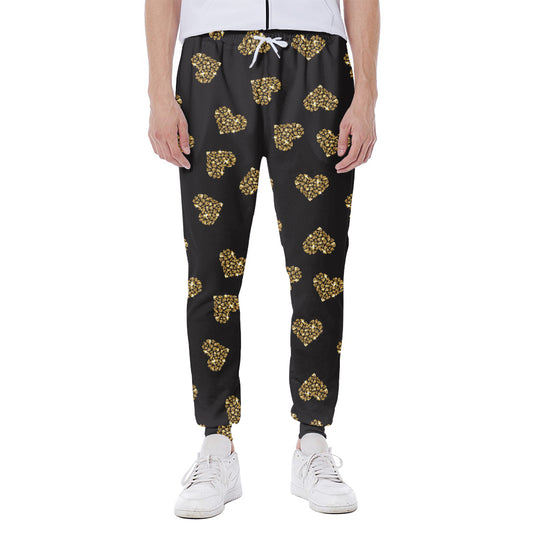 Glitter Gold Heart Pattern Print (NOT Real Glitter) Scuba Joggers