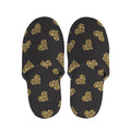 Gold Heart (NOT Real) Glitter Print Slippers