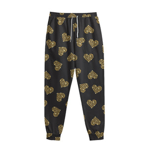 Glitter Gold Heart Pattern Print (NOT Real Glitter) Sweatpants