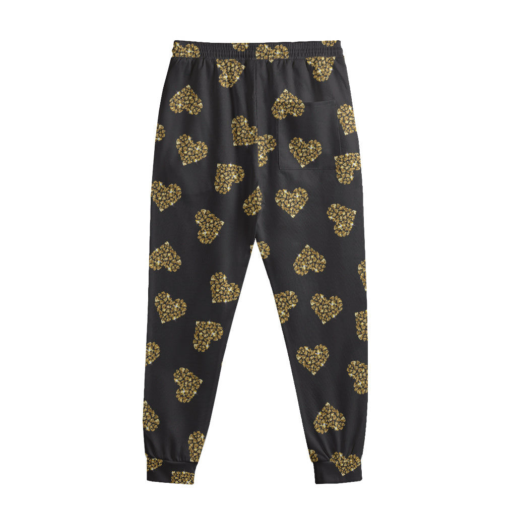 Glitter Gold Heart Pattern Print (NOT Real Glitter) Sweatpants