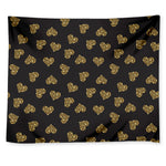 Glitter Gold Heart Pattern Print (NOT Real Glitter) Tapestry