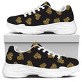 Gold Heart (NOT Real) Glitter Print White Chunky Shoes