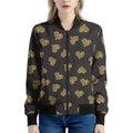 Gold Heart (NOT Real) Glitter Print Women's Bomber Jacket