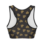 Glitter Gold Heart Pattern Print (NOT Real Glitter) Women's Sports Bra