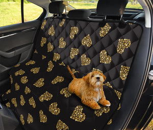 Gold Heart (NOT Real) Glitter Print Pet Car Back Seat Cover