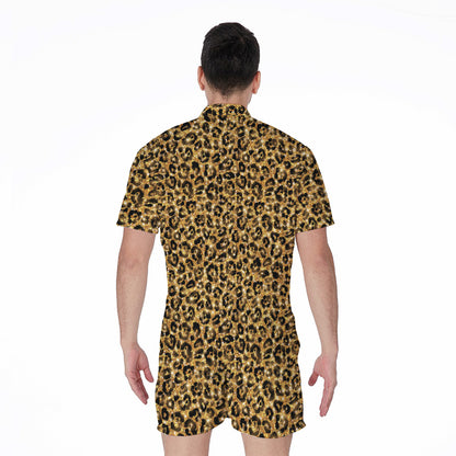 Glitter Gold Leopard Print (NOT Real Glitter) Men's Rompers