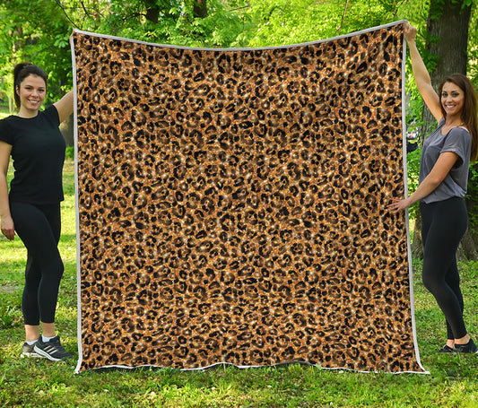 Gold Leopard (NOT Real) Glitter Print Quilt