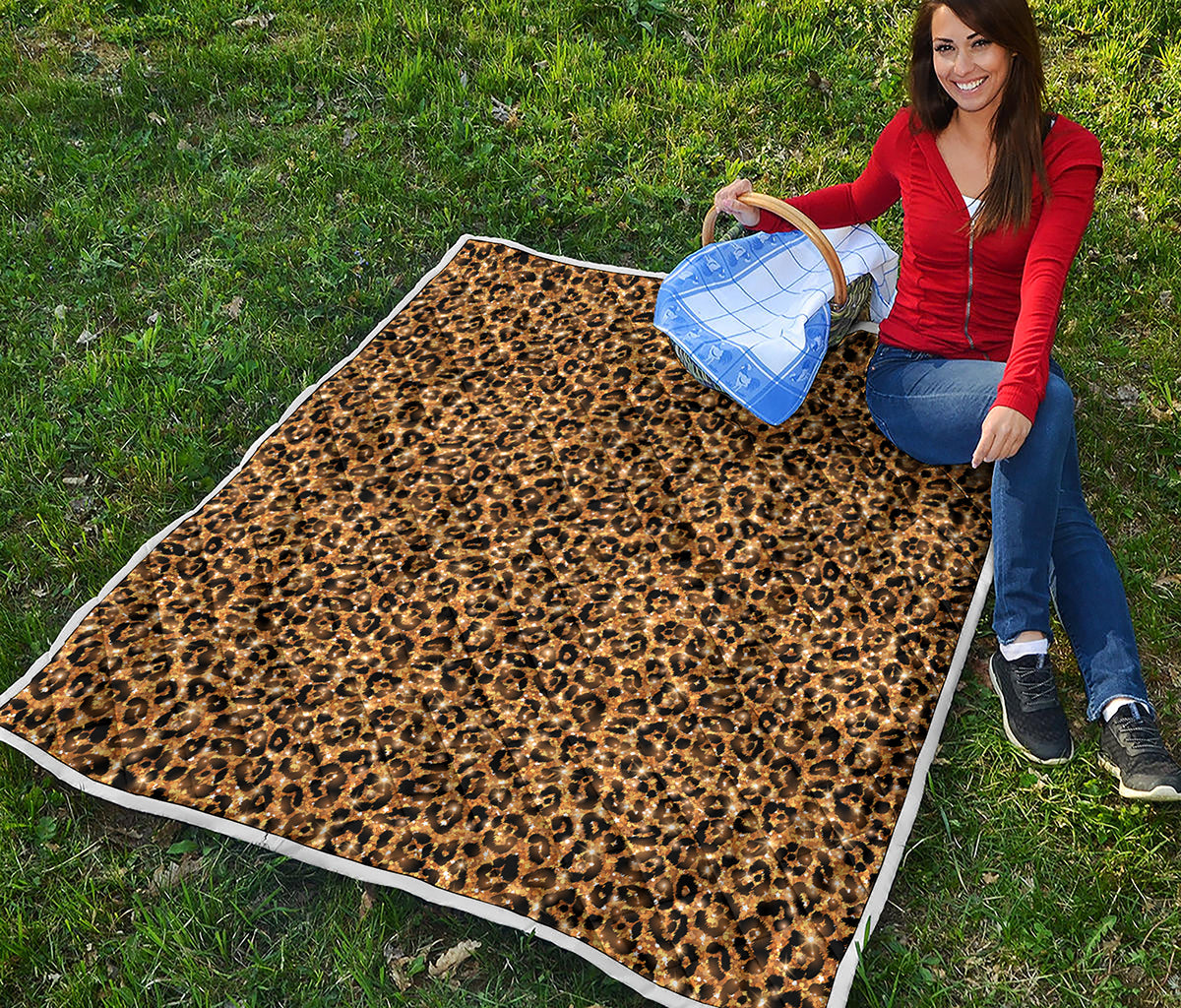 Gold Leopard (NOT Real) Glitter Print Quilt