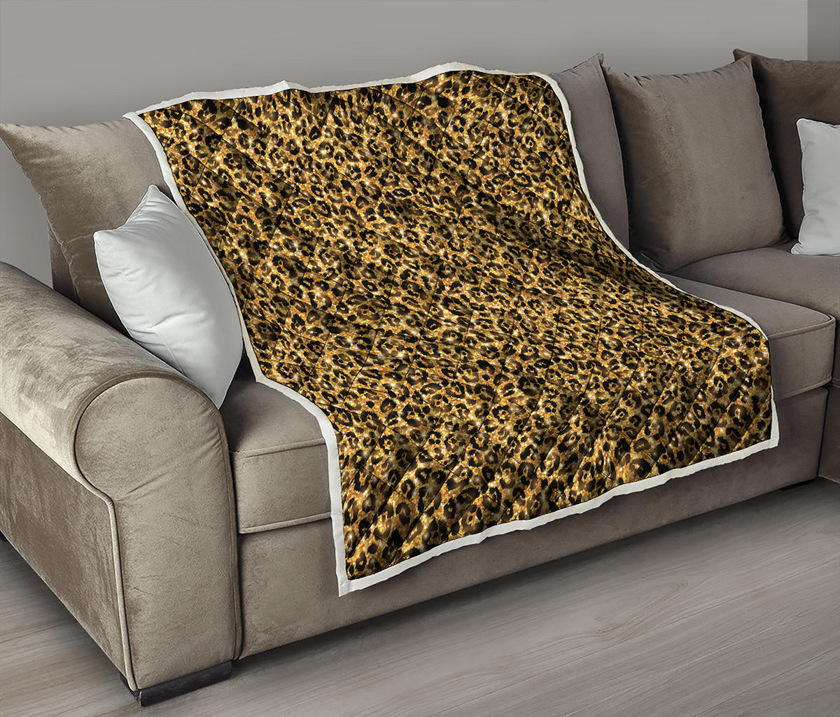 Gold Leopard (NOT Real) Glitter Print Quilt