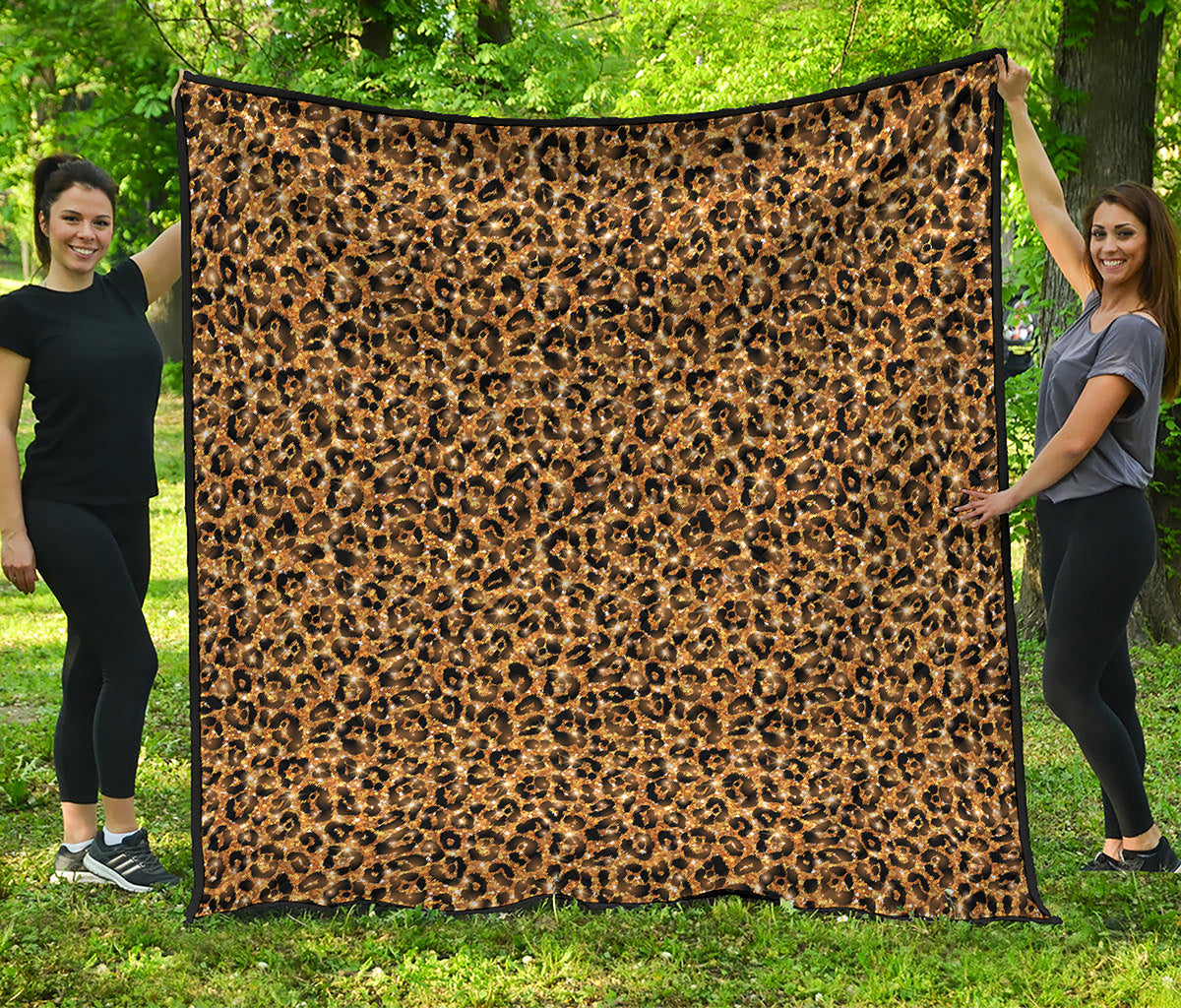 Gold Leopard (NOT Real) Glitter Print Quilt