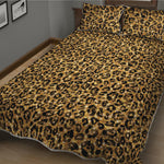 Gold Leopard (NOT Real) Glitter Print Quilt Bed Set