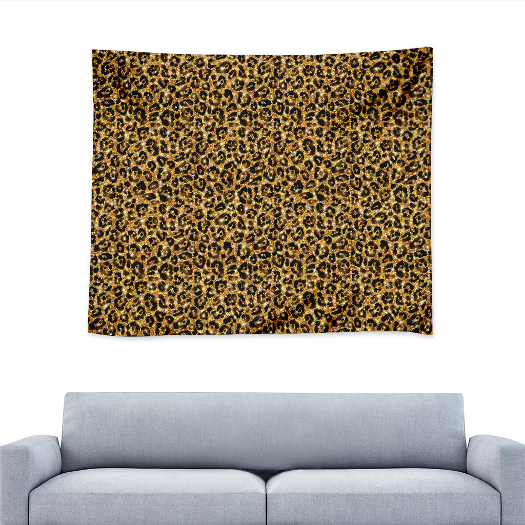 Glitter Gold Leopard Print (NOT Real Glitter) Tapestry