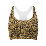 Glitter Gold Leopard Print (NOT Real Glitter) Women's Sports Bra