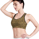 Glitter Gold Leopard Print (NOT Real Glitter) Women's Sports Bra