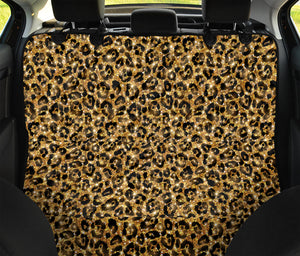 Gold Leopard (NOT Real) Glitter Print Pet Car Back Seat Cover