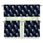 Glowing Jellyfish Pattern Print 3 Piece Kitchen Curtains