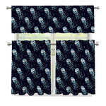 Glowing Jellyfish Pattern Print 3 Piece Kitchen Curtains