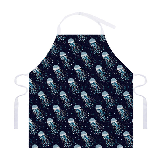 Glowing Jellyfish Pattern Print Adjustable Apron