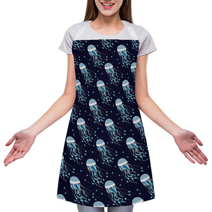 Glowing Jellyfish Pattern Print Adjustable Apron