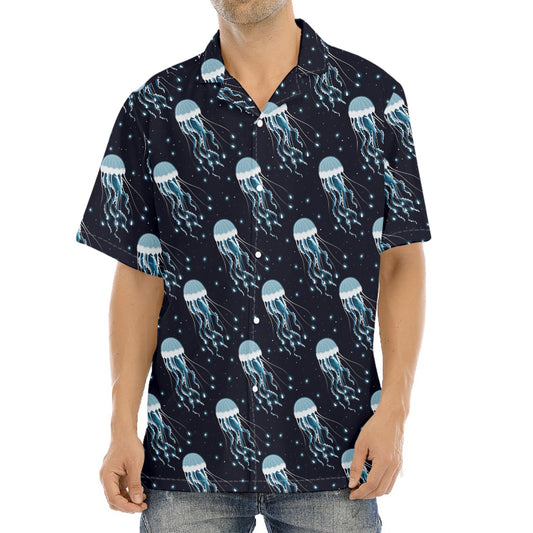 Glowing Jellyfish Pattern Print Aloha Shirt