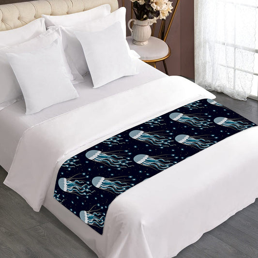 Glowing Jellyfish Pattern Print Bed Runner