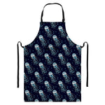Glowing Jellyfish Pattern Print Bib Apron With Pocket