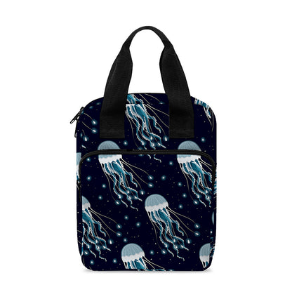 Glowing Jellyfish Pattern Print Bible Tote Bag