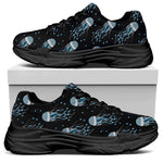 Glowing Jellyfish Pattern Print Black Chunky Shoes