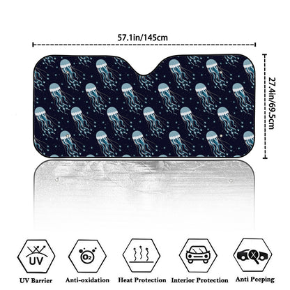Glowing Jellyfish Pattern Print Car Windshield Sun Shade