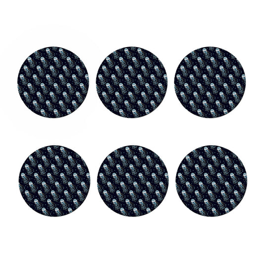 Glowing Jellyfish Pattern Print Coaster Set